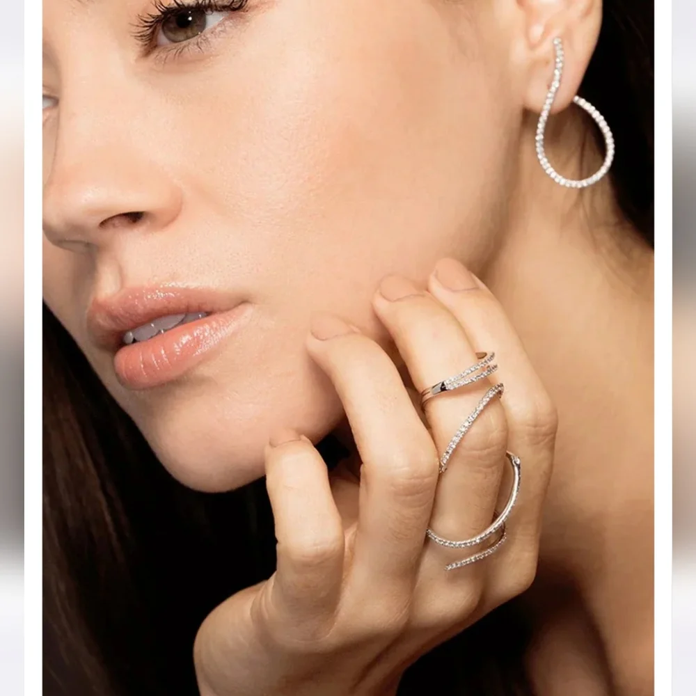 14k Diamond Graziela Gems Gold Diamond Swirl Ring - Picture 6 of 12